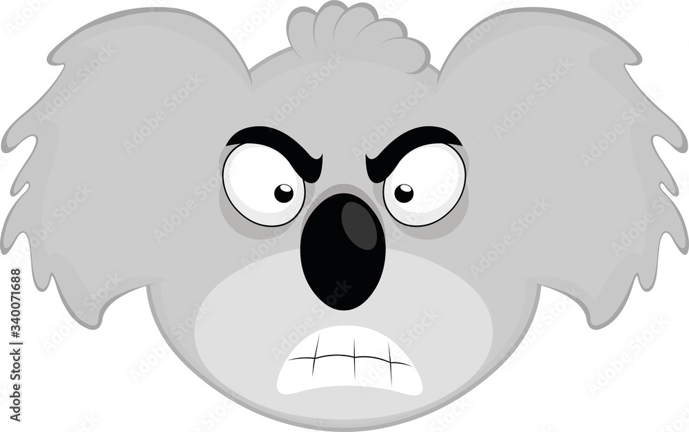 Fototapeta premium Vector illustration of the face of an angry koala