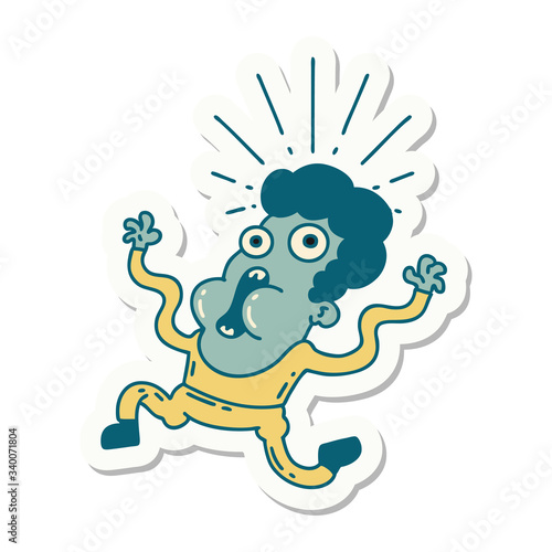 sticker of tattoo style frightened man