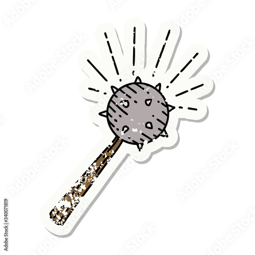 grunge sticker of tattoo style medieval mace