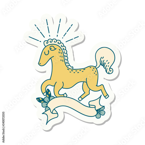 sticker of tattoo style prancing stallion