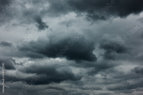 Dramatic sky with dark stormy clouds