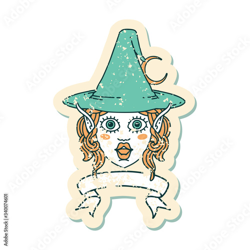 elf mage character face with banner illustration