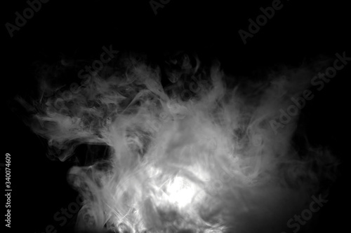White isolated smoke on black background