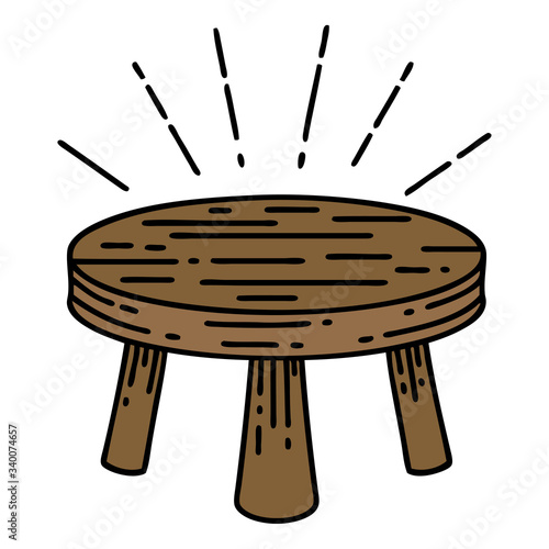 traditional tattoo style wooden stool