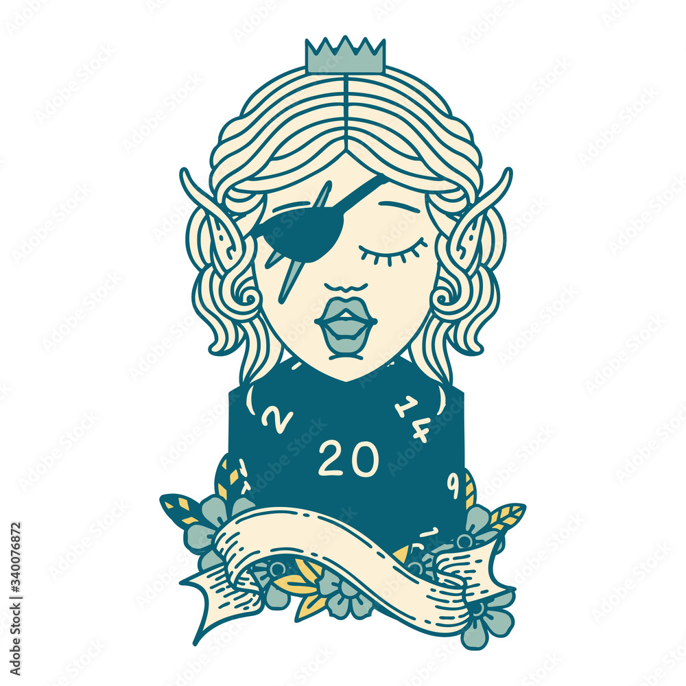 elf rogue with natural twenty dice roll illustration elf rogue with natural twenty dice roll illustration