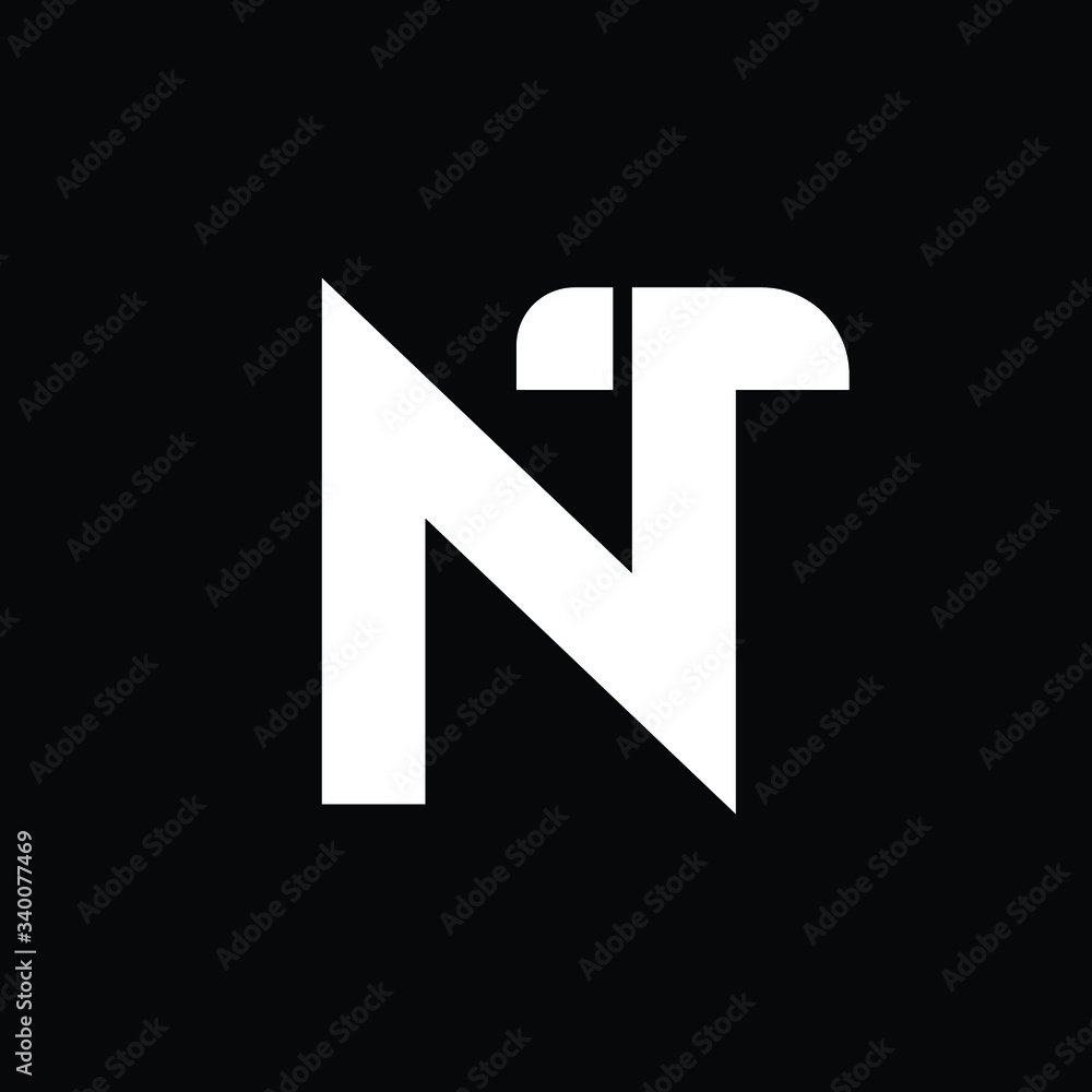 N T initial based letter icon logo on black background