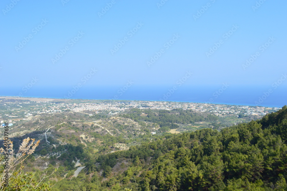 view from the top of the mountain in Rhodes view from the top of the mountain in Rhodes