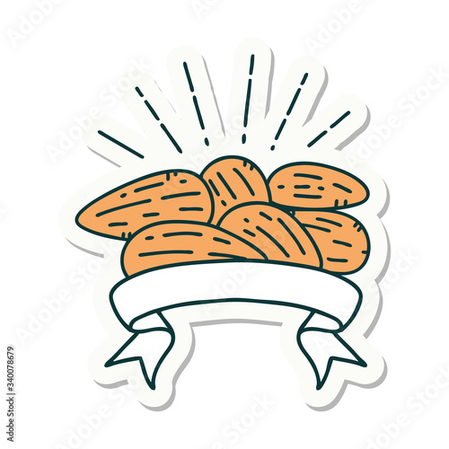 sticker of tattoo style almonds