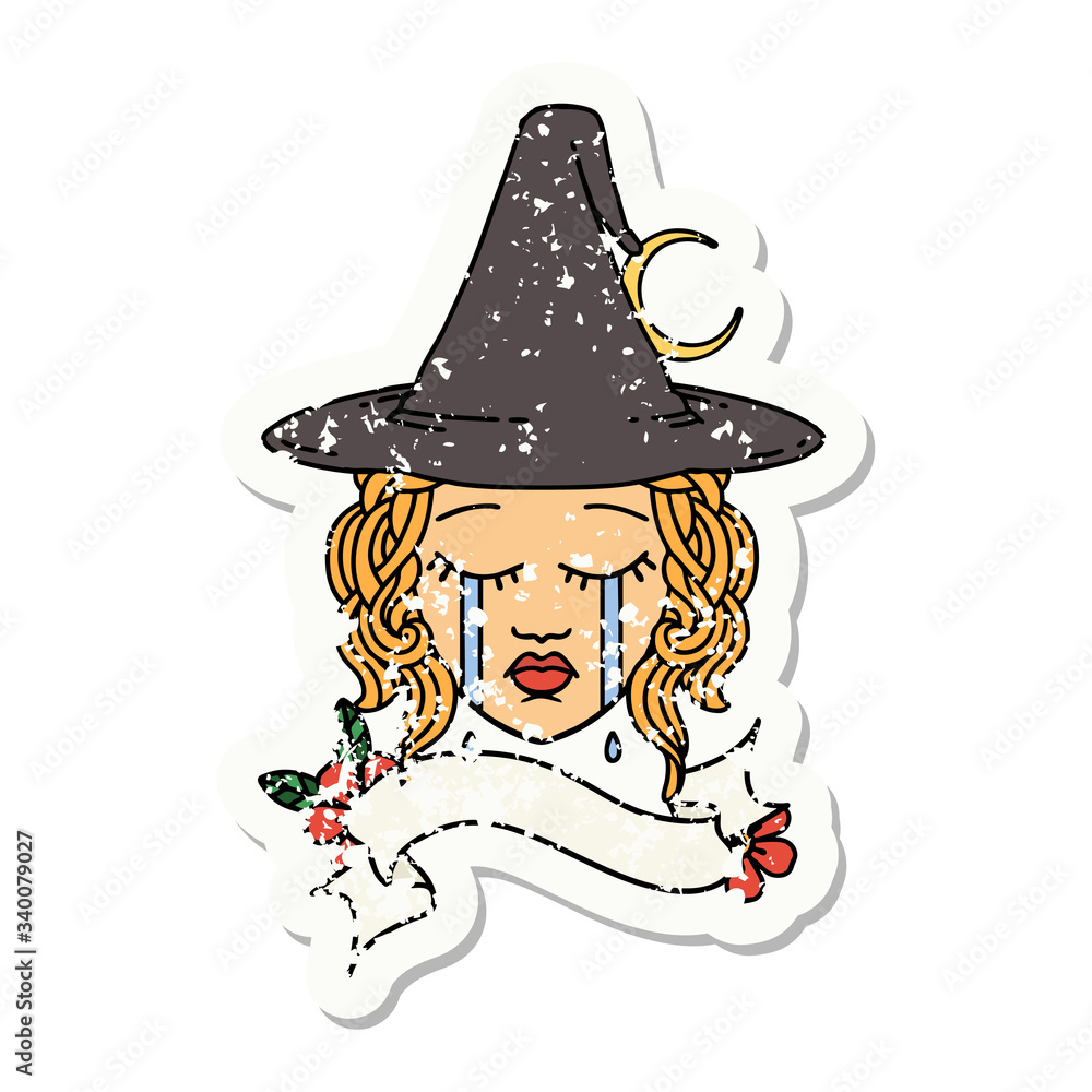 human witch character face grunge sticker