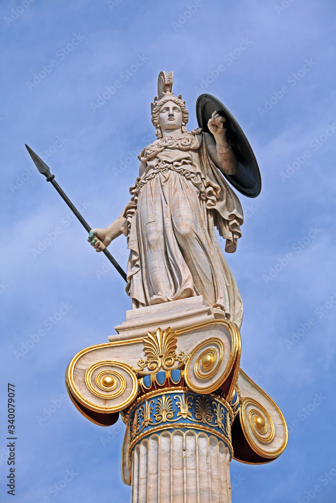 The marble  statue of Athena in Athens, Greece