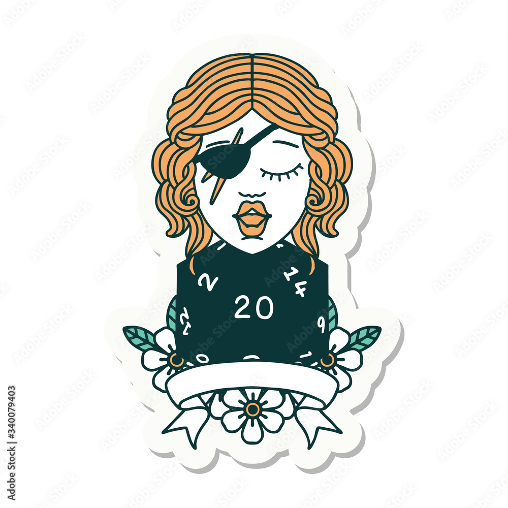 human rogue with natural 20 dice roll sticker human rogue with natural 20 dice roll sticker