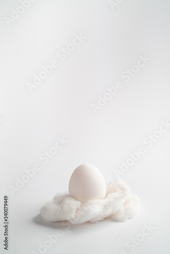 Fototapeta Naklejka Na Ścianę i Meble -  white egg with feather minimalism