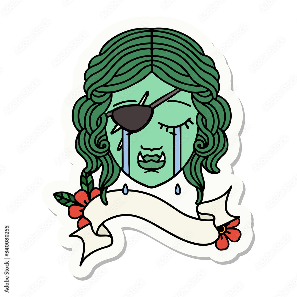 crying orc rogue character face sticker crying orc rogue character face sticker