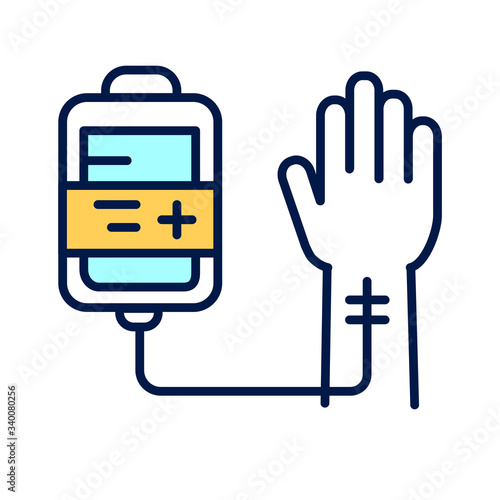 Chemotherapy color line icon. Medical treatment. Intensive therapy. Isolated vector element. Outline pictogram for web page, mobile app, promo.