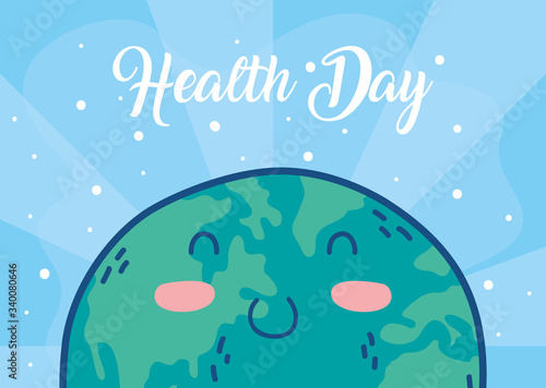 health day celebration poster with earth character