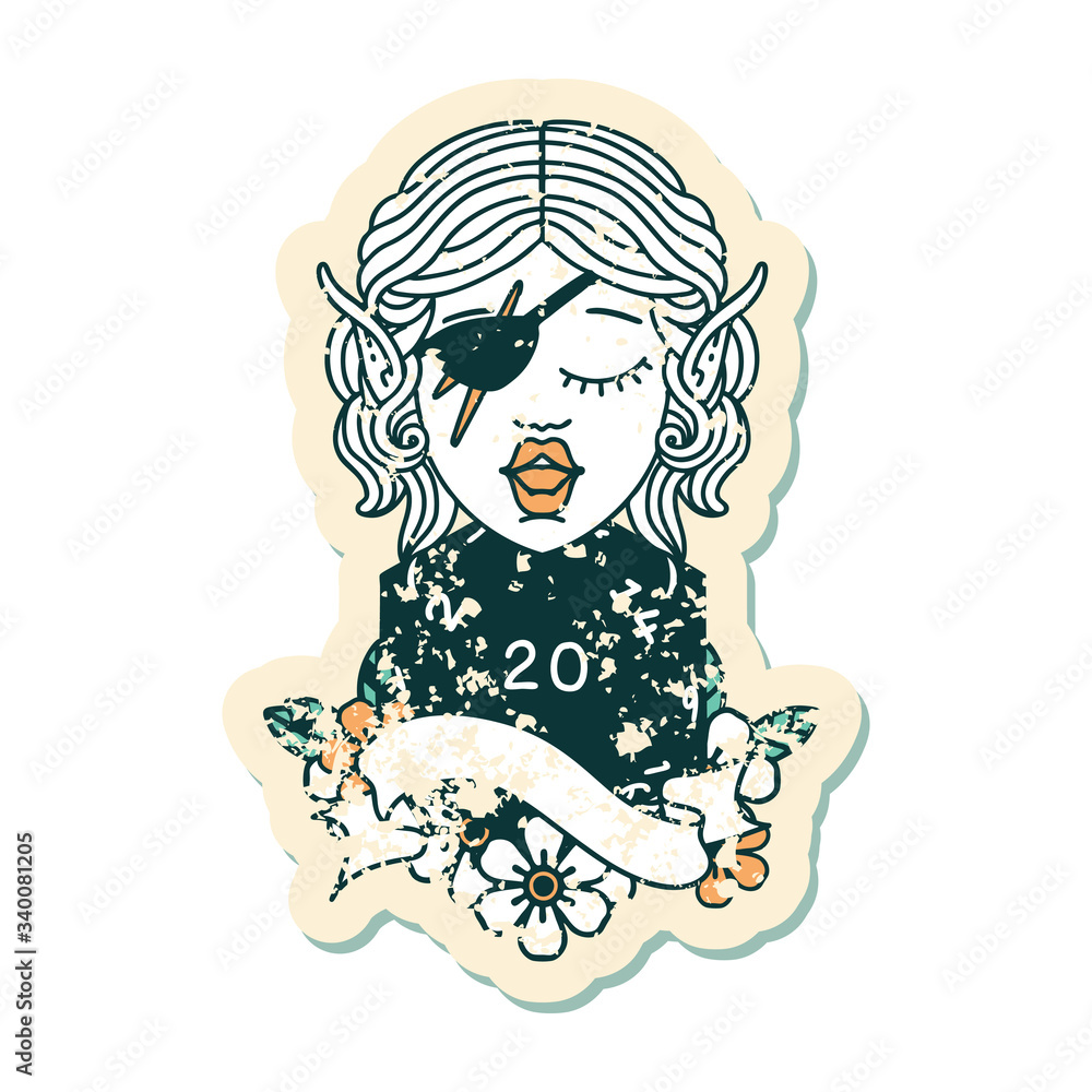 elf rogue character with natural twenty dice roll illustration elf rogue character with natural twenty dice roll illustration