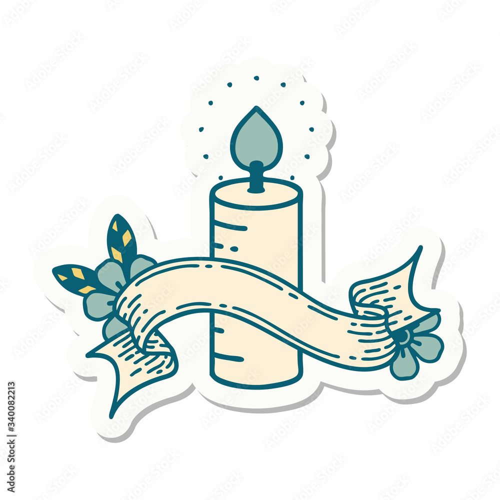 Obraz premium tattoo sticker with banner of a candle