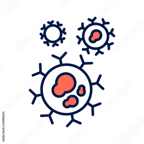 Сancer cell stages line color icon. Sign for web page, mobile app, button, logo. Isolated element. Editable stroke.
