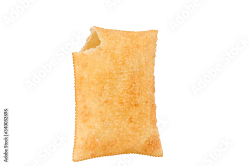 Crunchy pastry, Brazilian snack, on white background photo