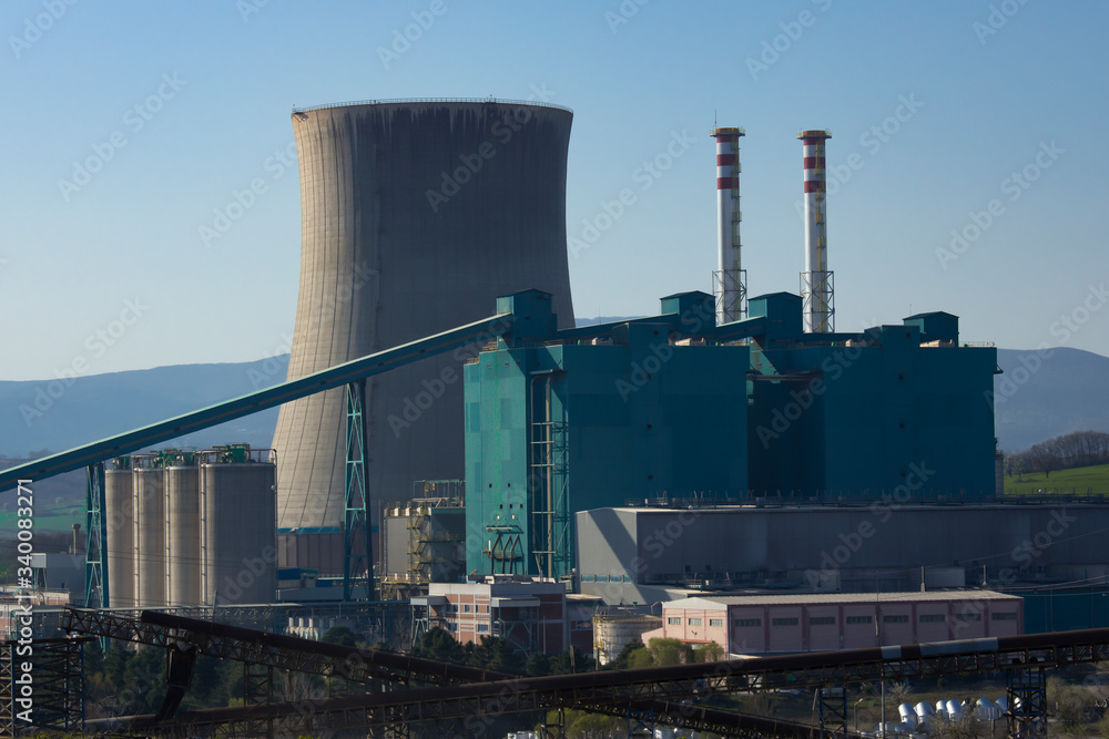 Coal-fired thermal power plant. There is no smoke in the chimney.