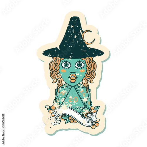 human mage with natural 20 D20 dice roll illustration