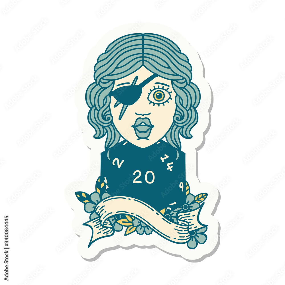 human rogue with natural twenty dice roll sticker human rogue with natural twenty dice roll sticker