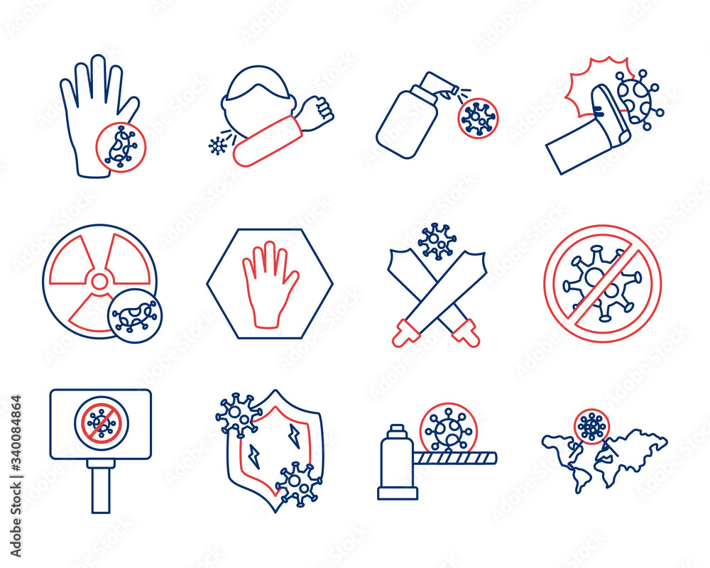 bundle of stop covid19 icons bundle of stop covid19 icons