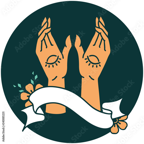 icon with banner of mystic hands