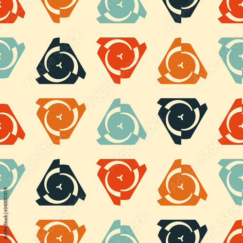 Bright seamless pattern with alternating geometric elements.