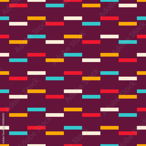 Seamless geometric pattern with colorful rectangles.