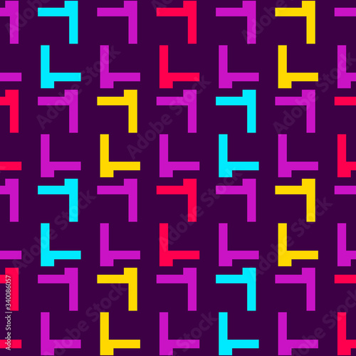Seamless pattern with colorful geometric shapes.