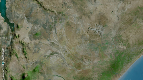 Wajir, Kenya - outlined. Satellite