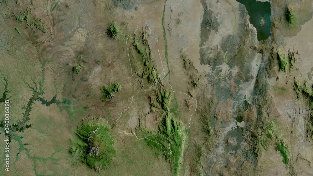 West Pokot, Kenya - outlined. Satellite