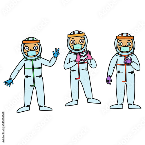 Health professionals in Protective Gear are fighting together against the Coronavirus Disease COVID-19