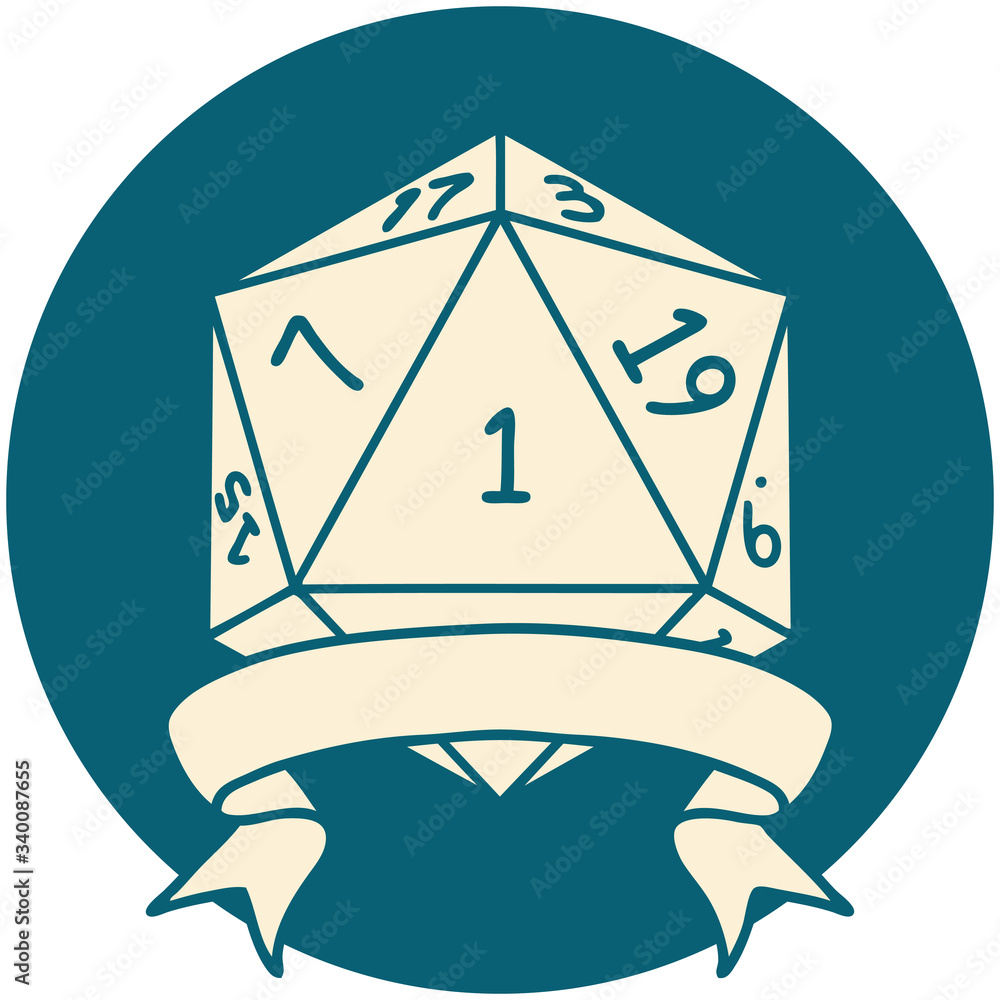 natural one d20 dice roll illustration natural one d20 dice roll illustration