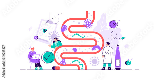 Gut flora vector illustration.