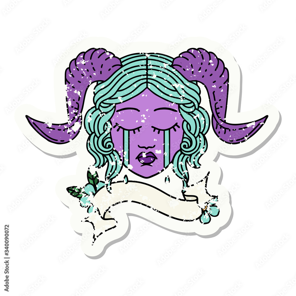 tiefling character face grunge sticker tiefling character face grunge sticker