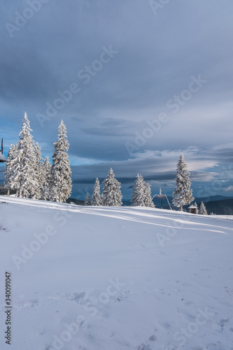 Winter hills landscape