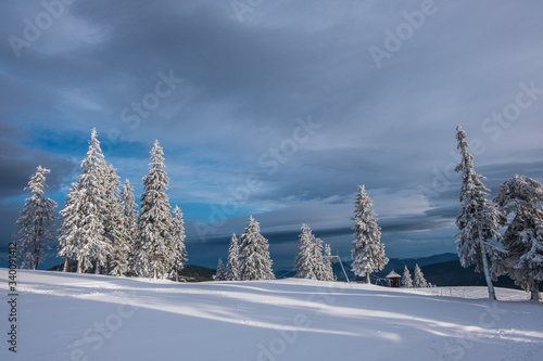 Winter hills landscape