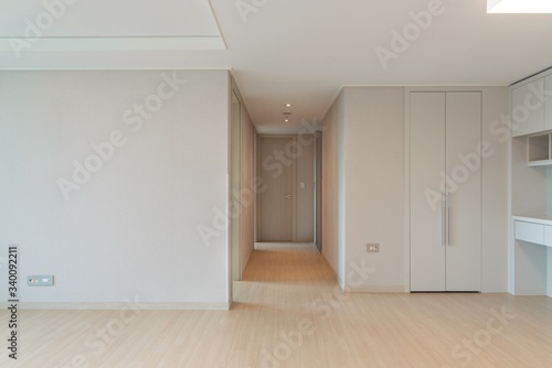 Interior of a hallway in a new apartment. New apartment interior in South Korea.