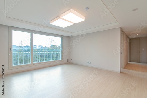 Interior of an empty living room in a new apartment.   New apartment interior in South Korea.