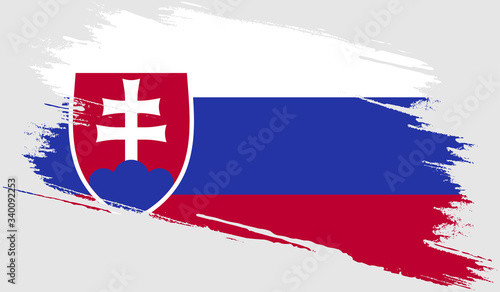 Photo Slovakia flag with grunge texture