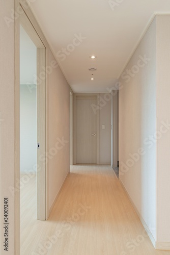 Interior of a hallway in a new apartment.  New apartment interior in South Korea.