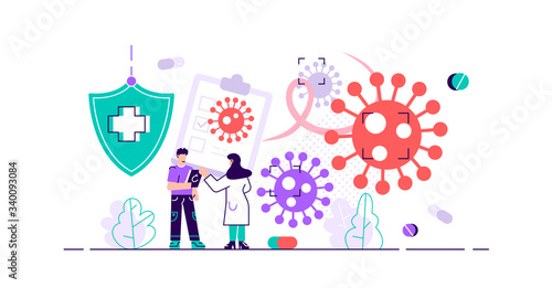 Flat tiny cancer disease research persons concept