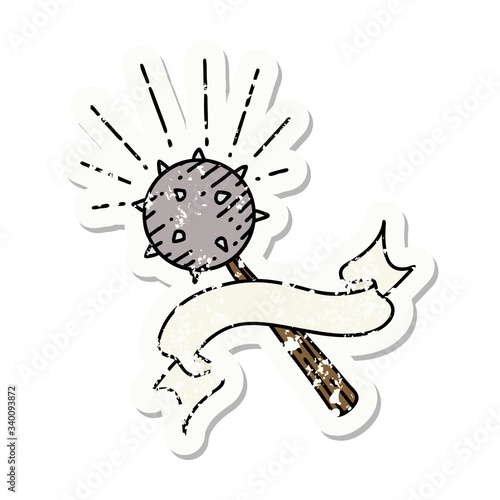 grunge sticker of tattoo style medieval mace