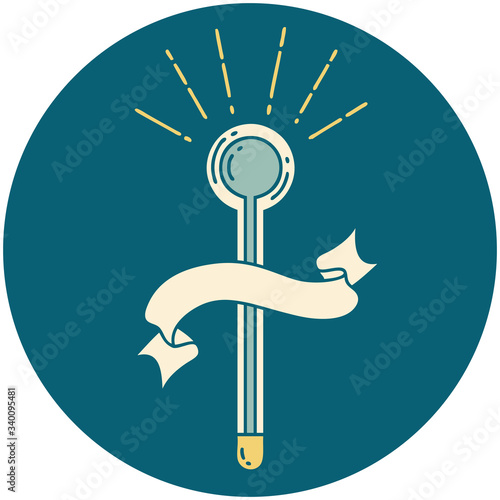 icon of tattoo style glass thermometer
