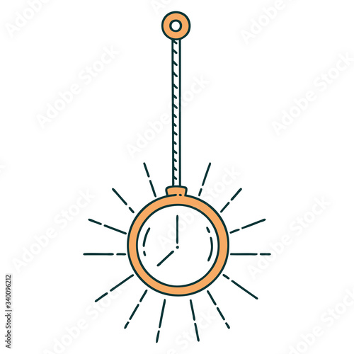 traditional tattoo style gold pocket watch