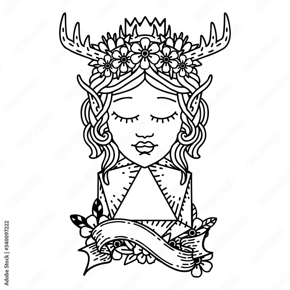 elf druid character with natural twenty dice roll illustration elf druid character with natural twenty dice roll illustration