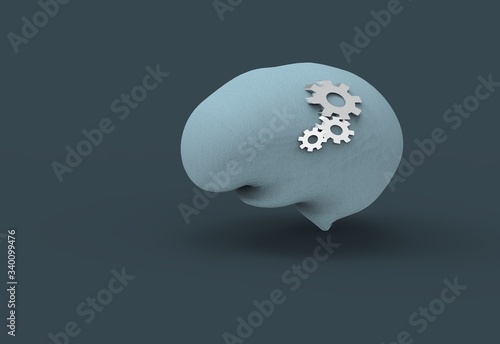 Working brain and rational thinking concept in dark monochromatic color