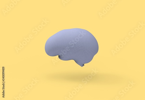 Brain an rational thinking concept in purple and yellow monochromatic color